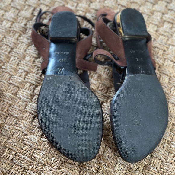 COPY - Louis Vuitton Brown Leather Sandals 37.5 RARE - Picture 3 of 7